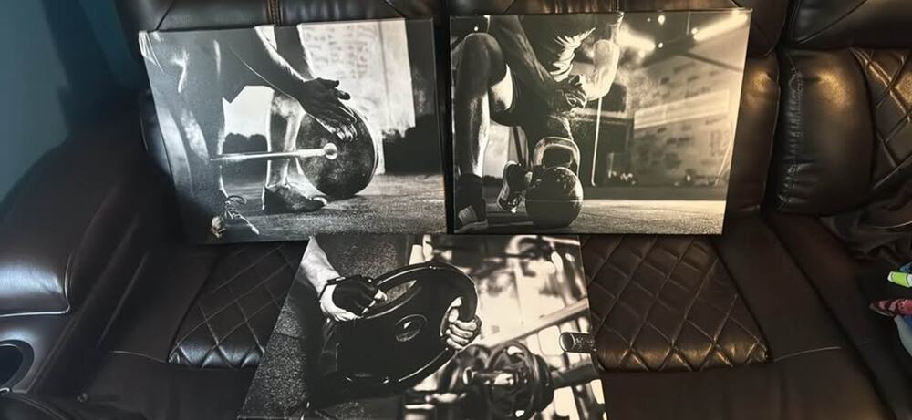 3 Piece Gym Canvas Wall Art Framed